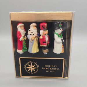 Christopher Radko Holiday Paté Knives Set 4 Cheese Spreaders Christmas Santa